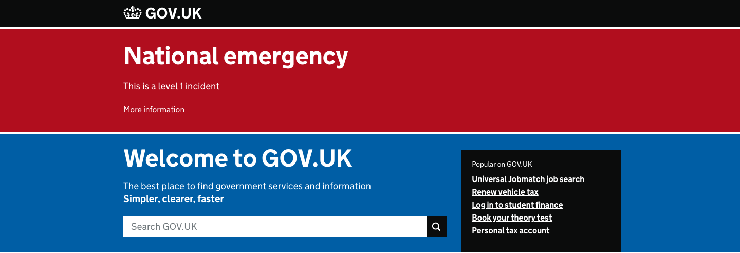 GOV.UK Homepage